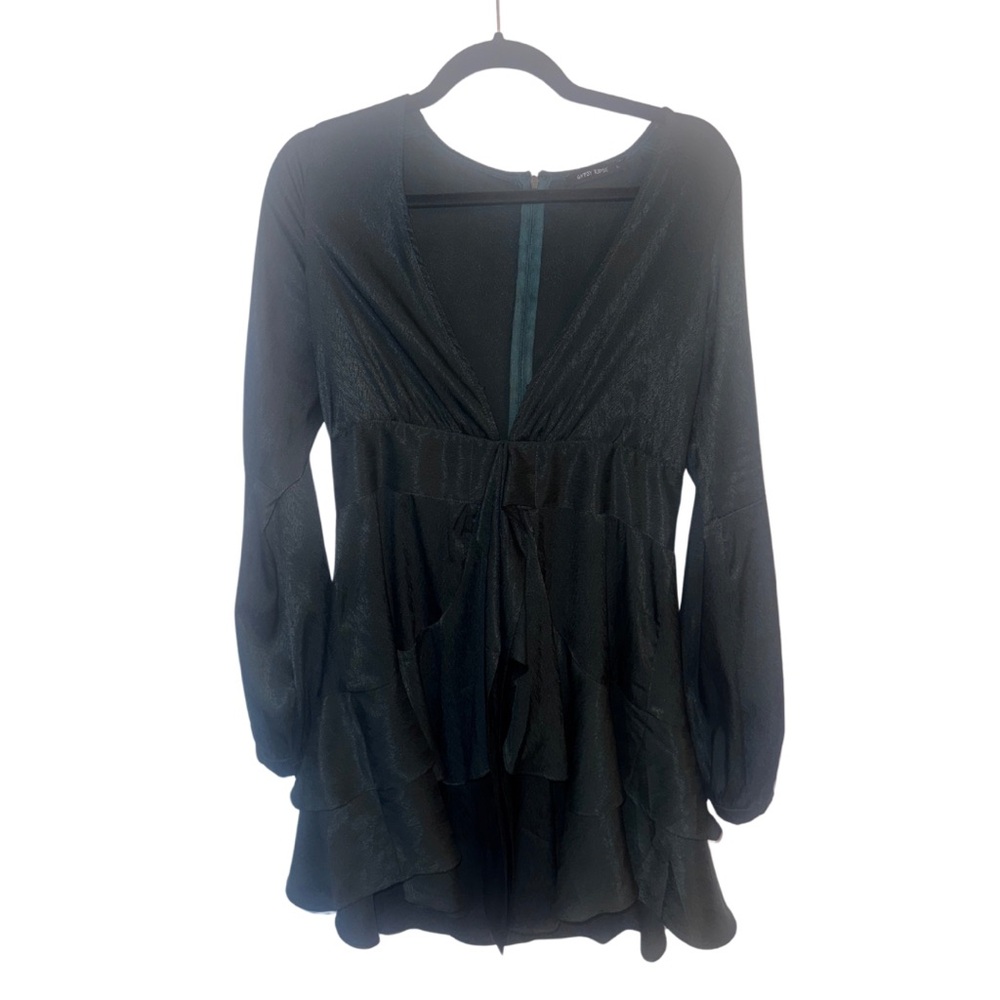 Green Long Sleeve Mini Dress